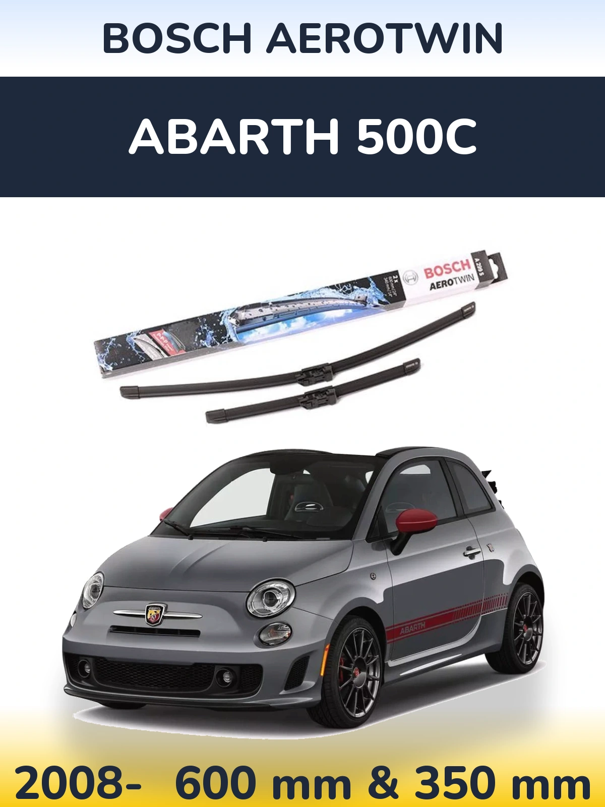 Komplet przednich wycieraczek BOSCH AeroTwin 600 & 350 mm do Abarth 500C 2008-2026