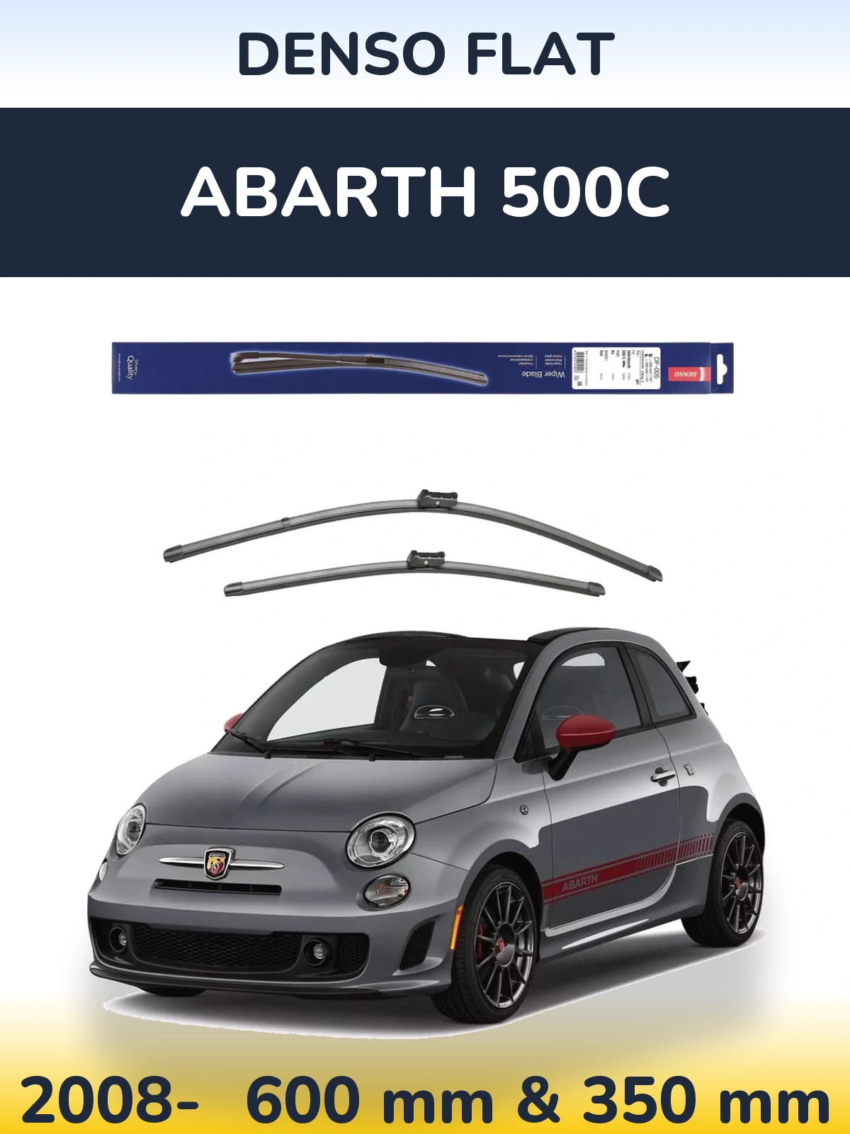 Комплект передніх щіток Denso Flat 600 & 350 мм для Abarth 500C 2008-2026