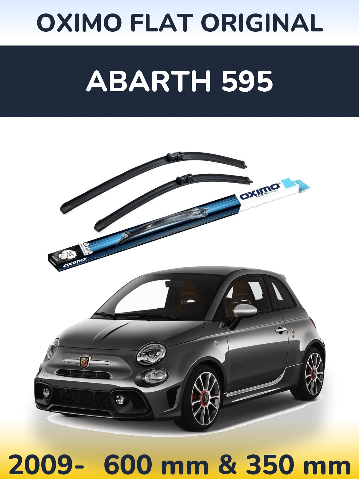 Front wiper blade set Oximo Flat Original 600 & 350 mm for Abarth 595 2009-2026