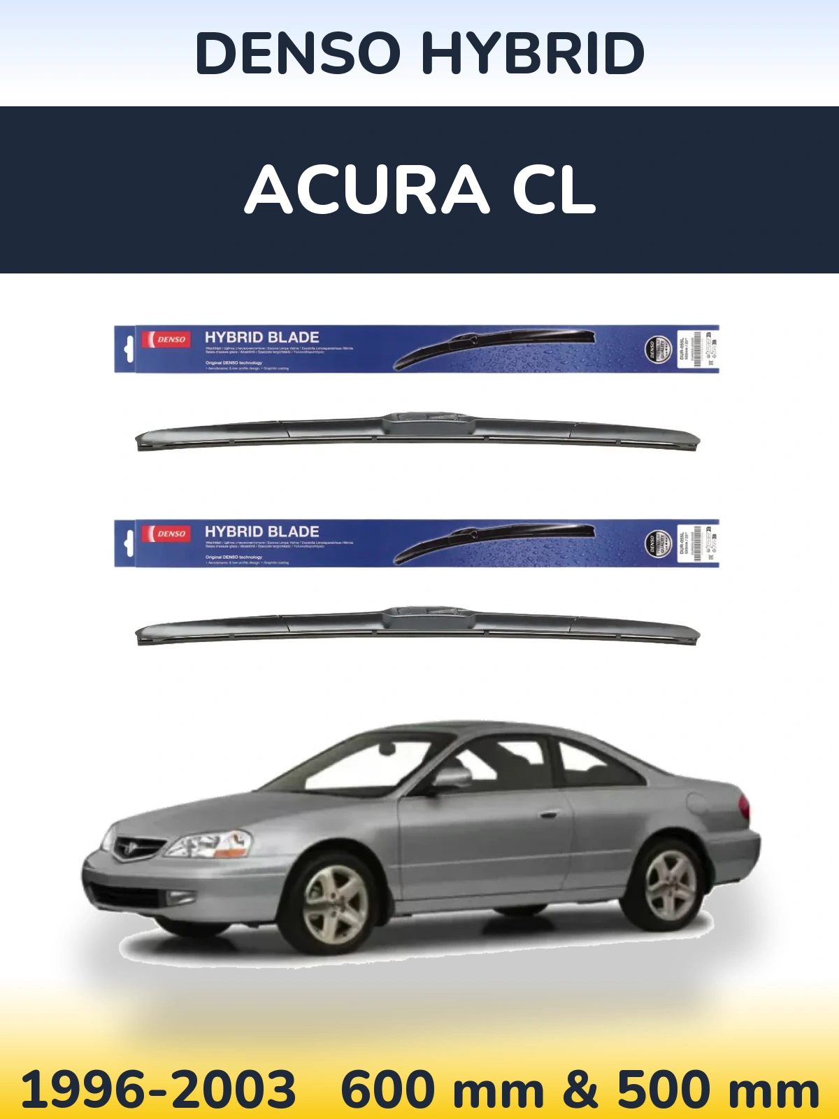 Комплект передних дворников Denso Hybrid 600 & 500 мм для Acura CL 1996-2003