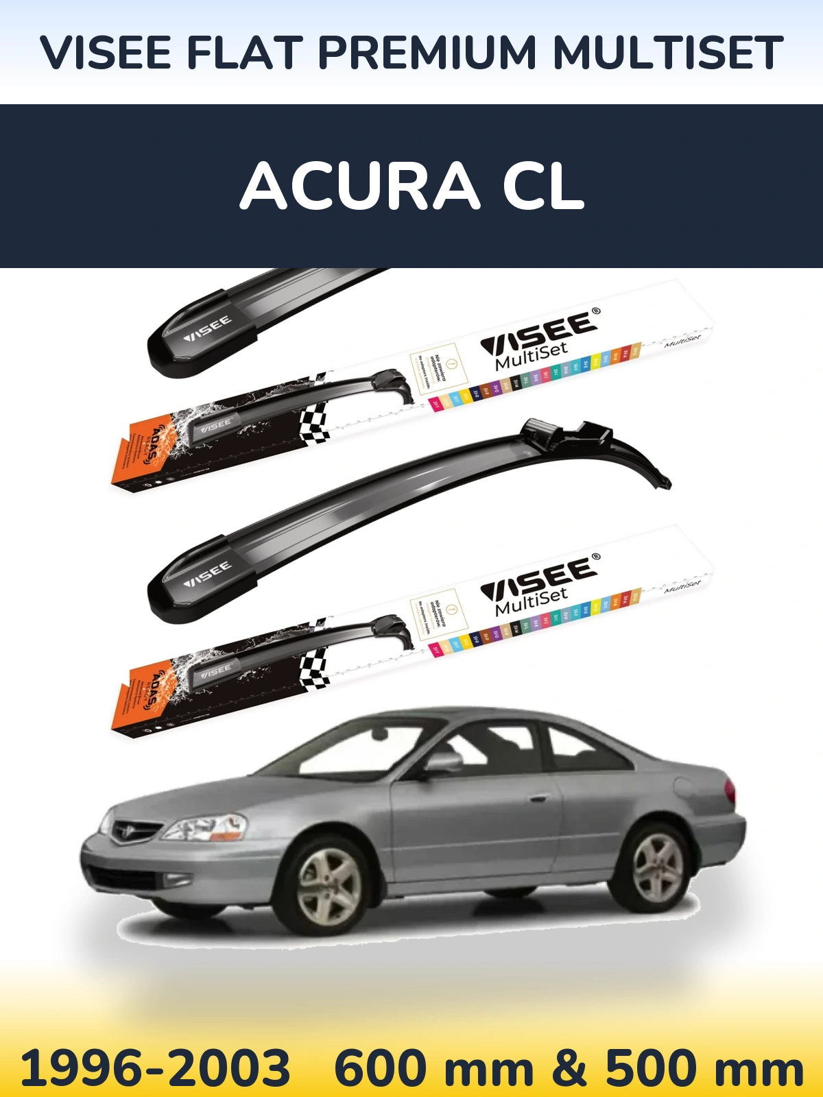 Komplet przednich wycieraczek VISEE FLAT PREMIUM MultiSet 600 & 500 mm do Acura CL 1996-2003