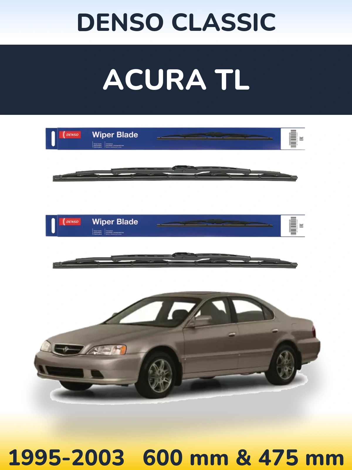 Komplet przednich wycieraczek Denso Classic 600 & 475 mm do Acura TL 1995-2003