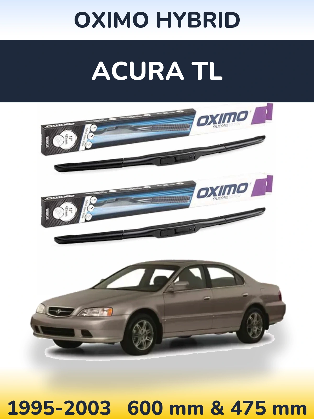 Komplet przednich wycieraczek Oximo Hybrid 600 & 475 mm do Acura TL 1995-2003