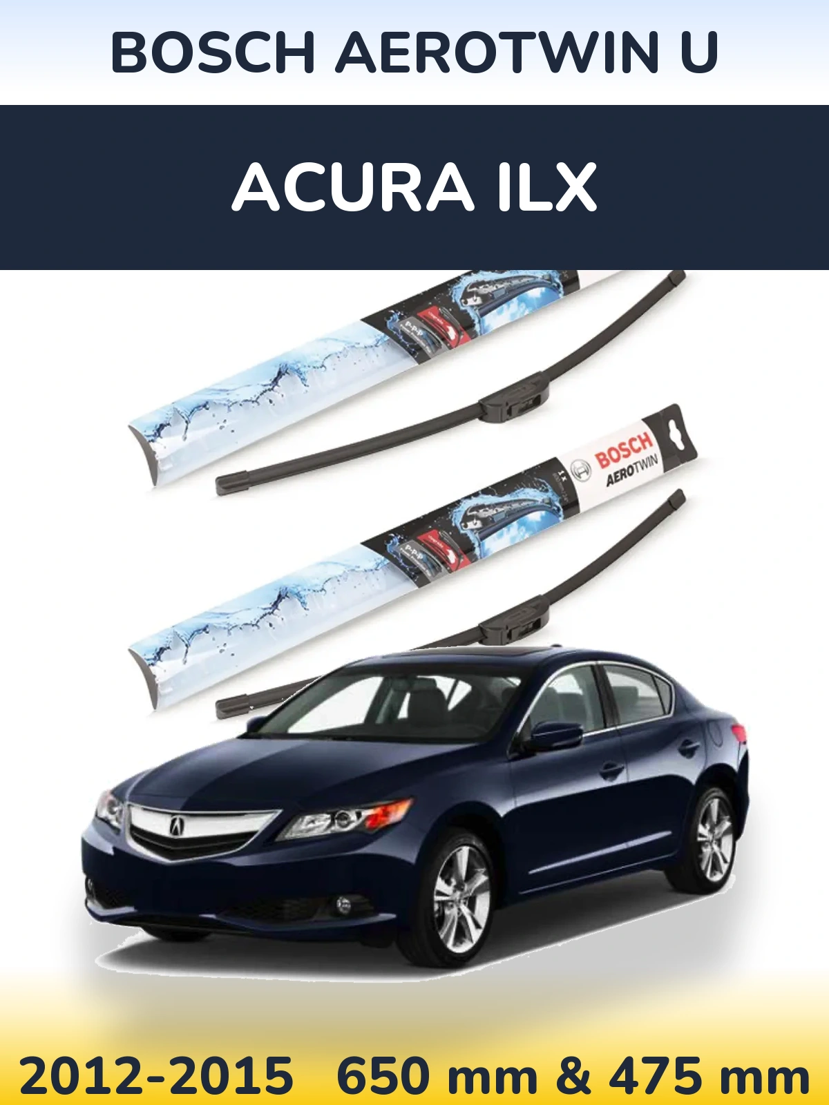 Комплект передних дворников BOSCH AeroTwin U 650 & 475 мм для Acura ILX 2012-2015