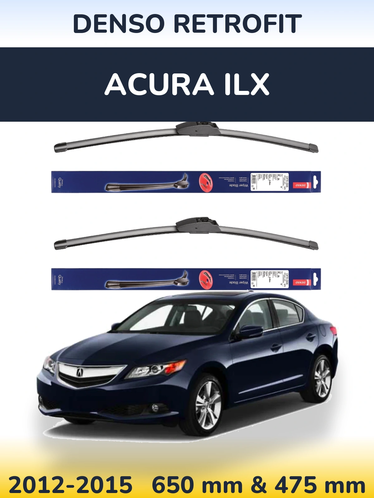 Комплект передних дворников Denso Retrofit 650 & 475 мм для Acura ILX 2012-2015