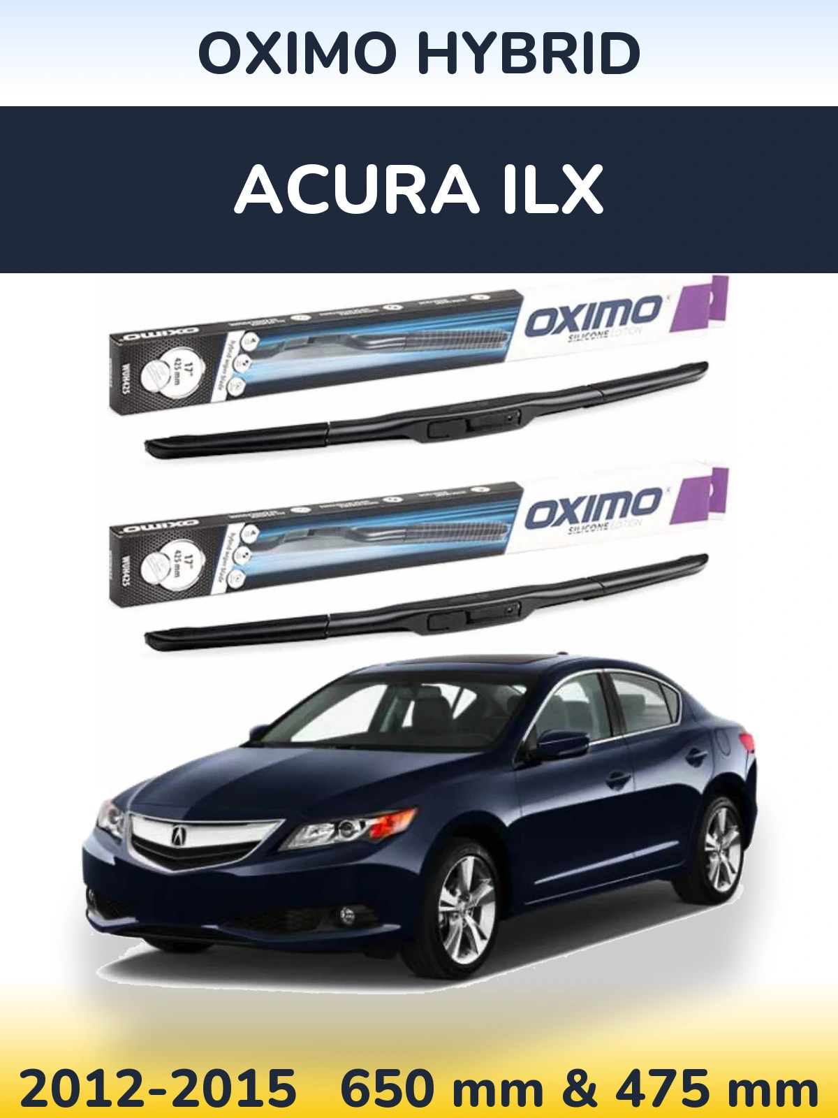 Комплект передних дворников Oximo Hybrid 650 & 475 мм для Acura ILX 2012-2015