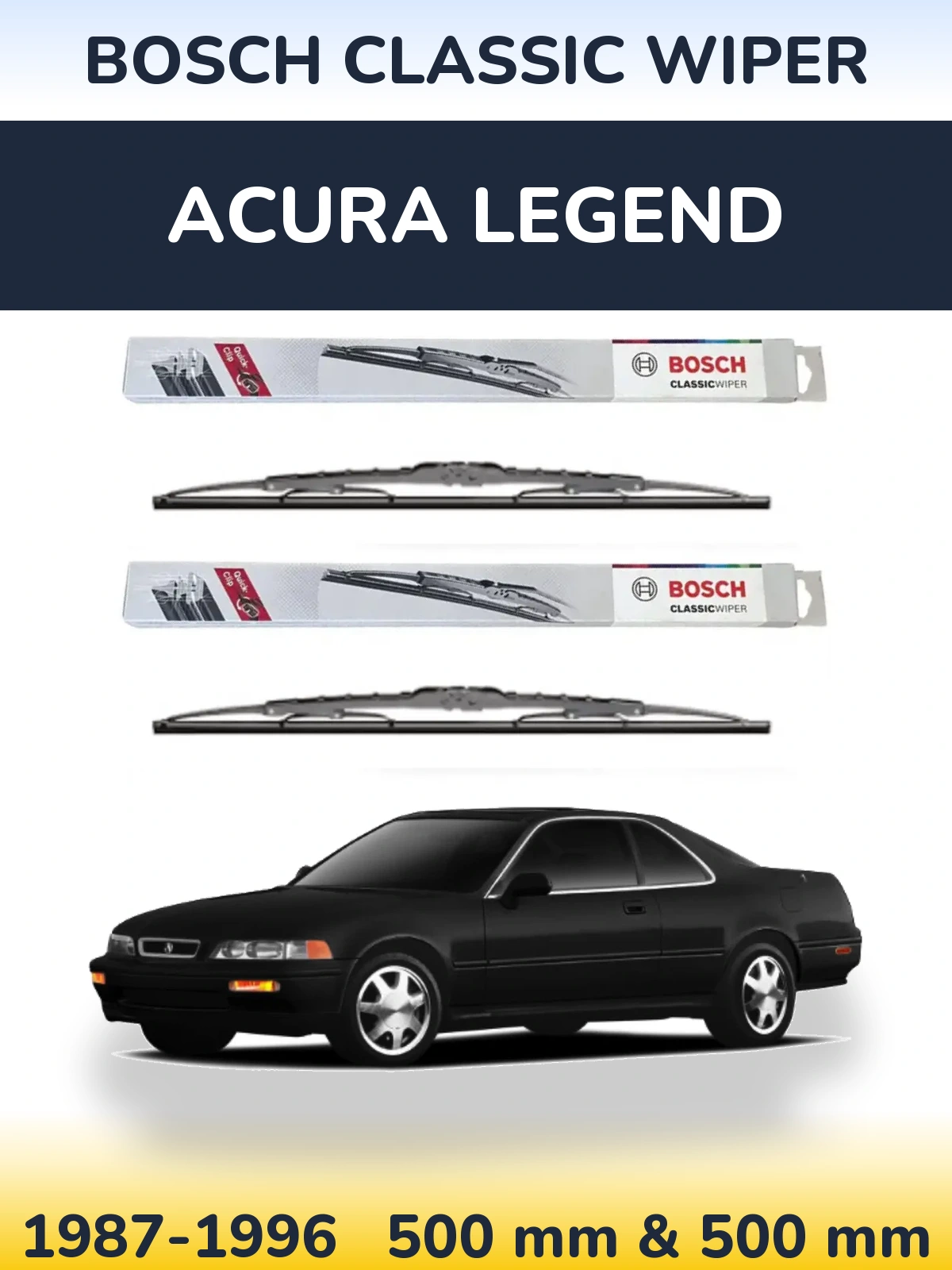 Komplet przednich wycieraczek BOSCH Classic Wiper 500 & 500 mm do Acura Legend 1987-1996