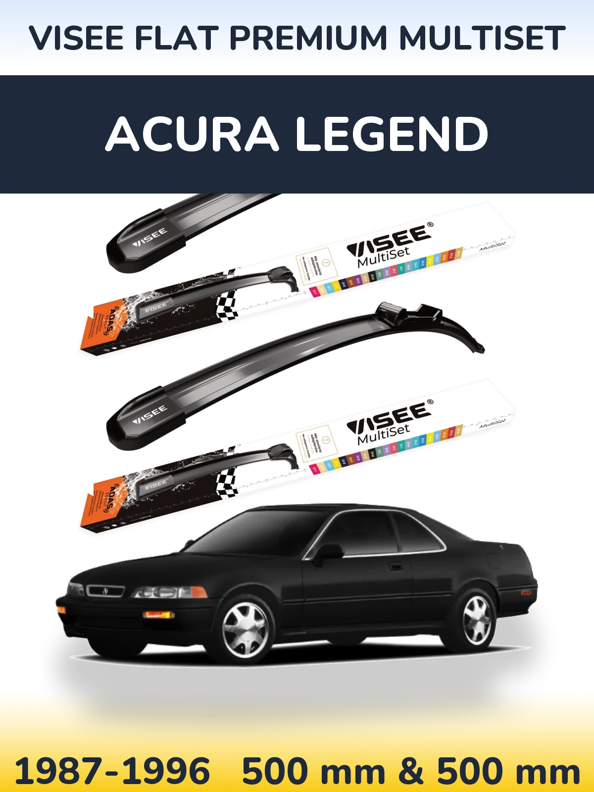 Komplet przednich wycieraczek VISEE FLAT PREMIUM MultiSet 500 & 500 mm do Acura Legend 1987-1996