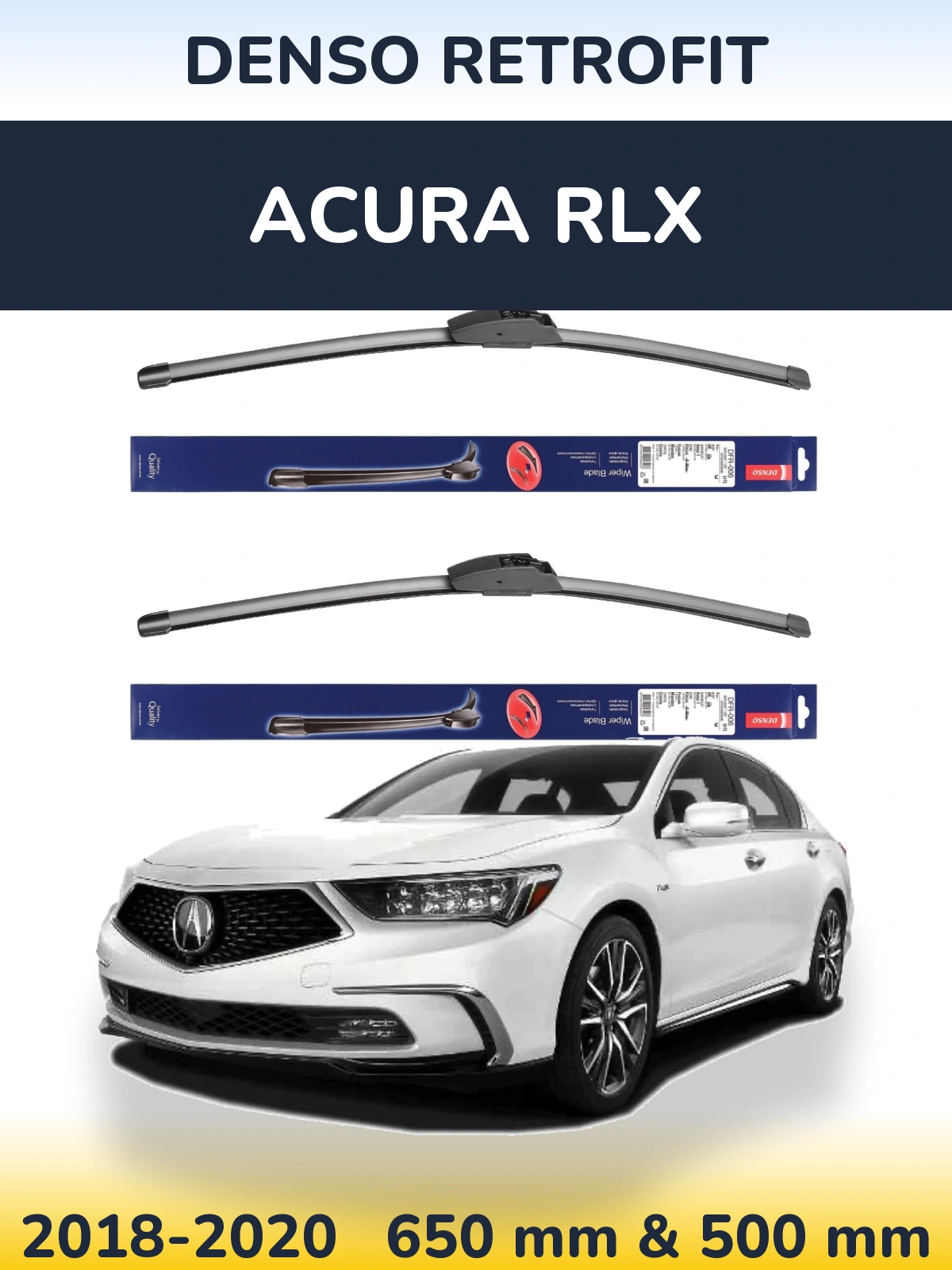Комплект передних дворников Denso Retrofit 650 & 500 мм для Acura RLX 2018-2020