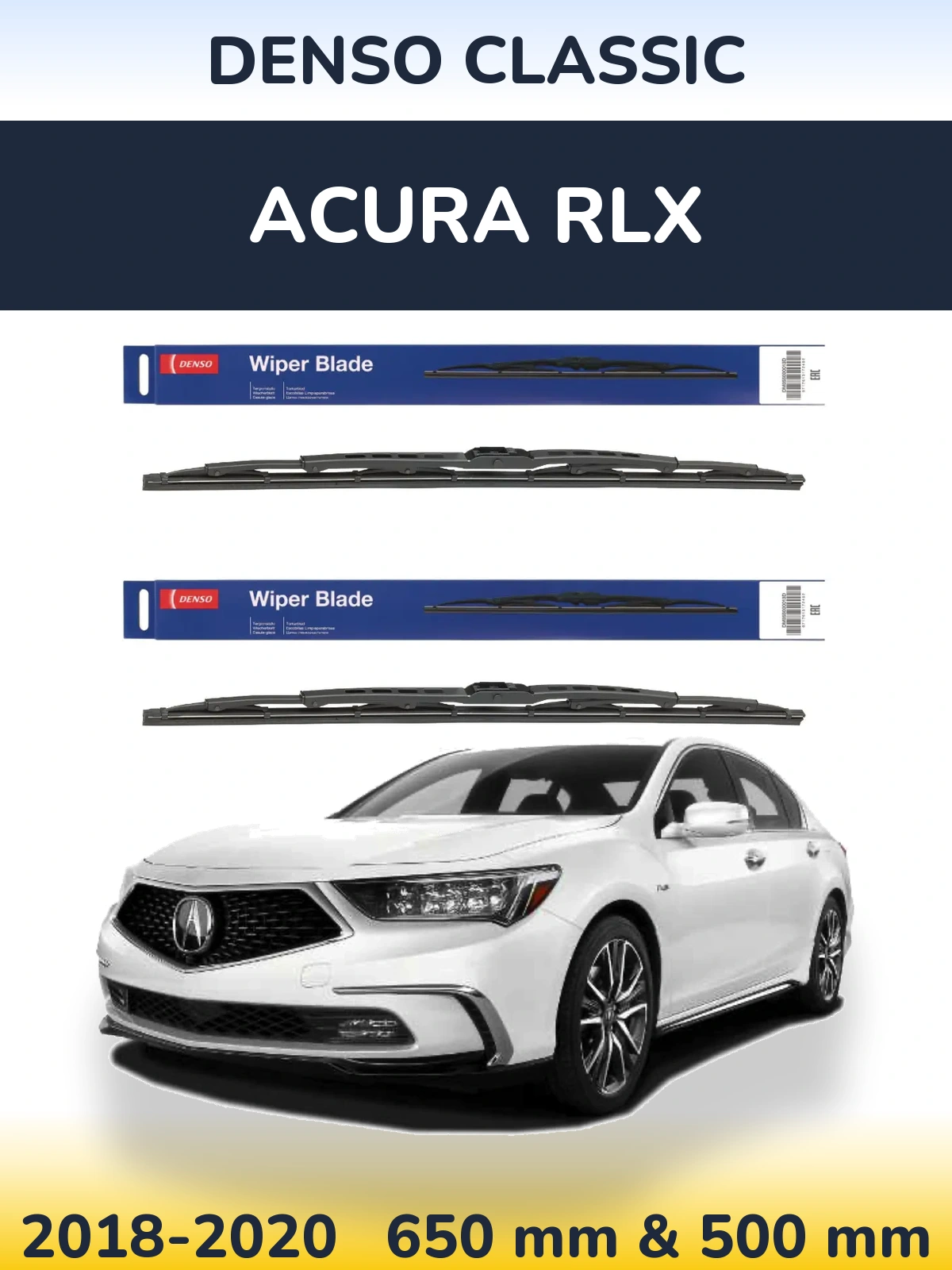 Komplet przednich wycieraczek Denso Classic 650 & 500 mm do Acura RLX 2018-2020