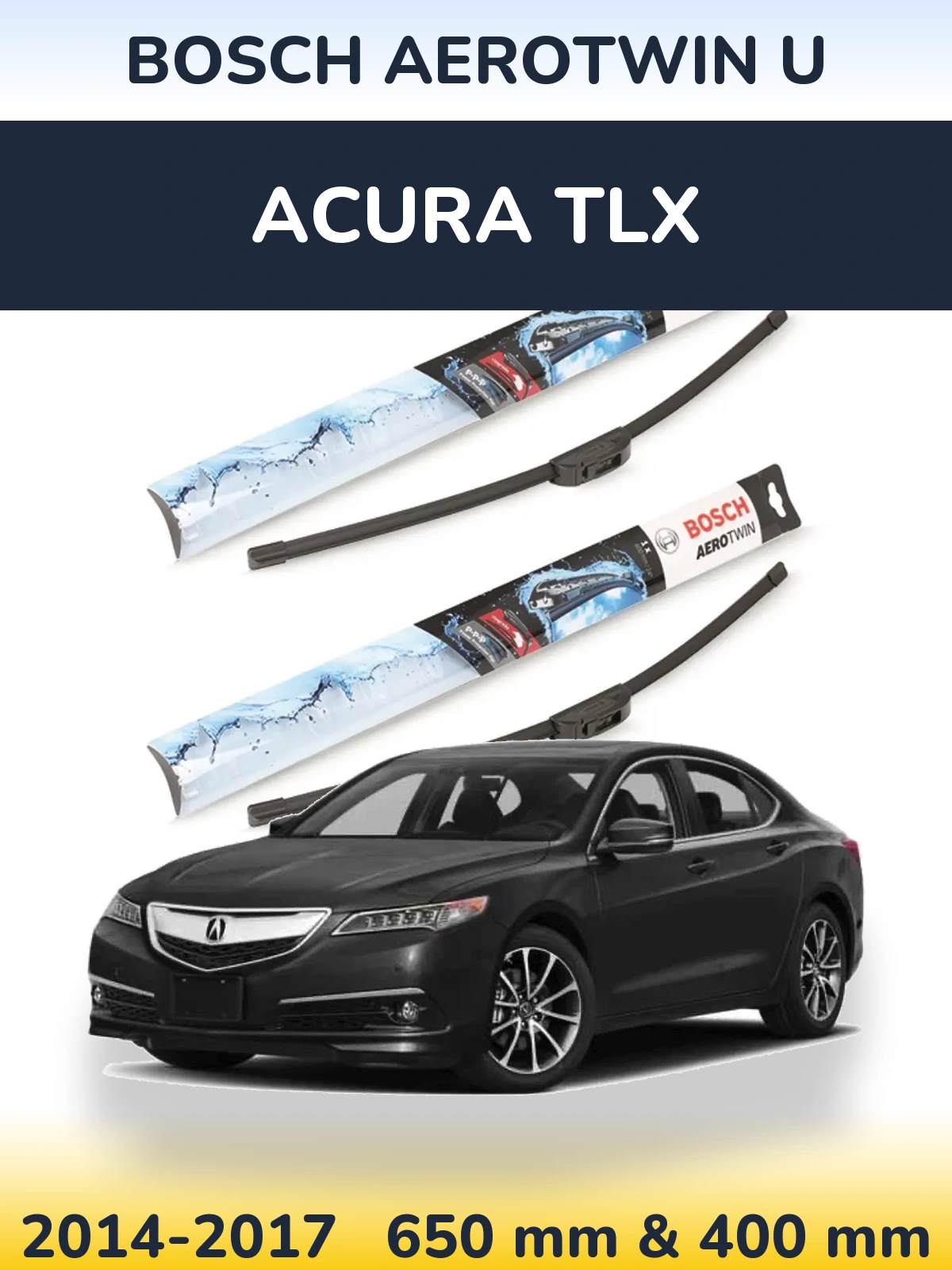 Komplet przednich wycieraczek BOSCH AeroTwin U 650 & 400 mm do Acura TLX 2014-2017