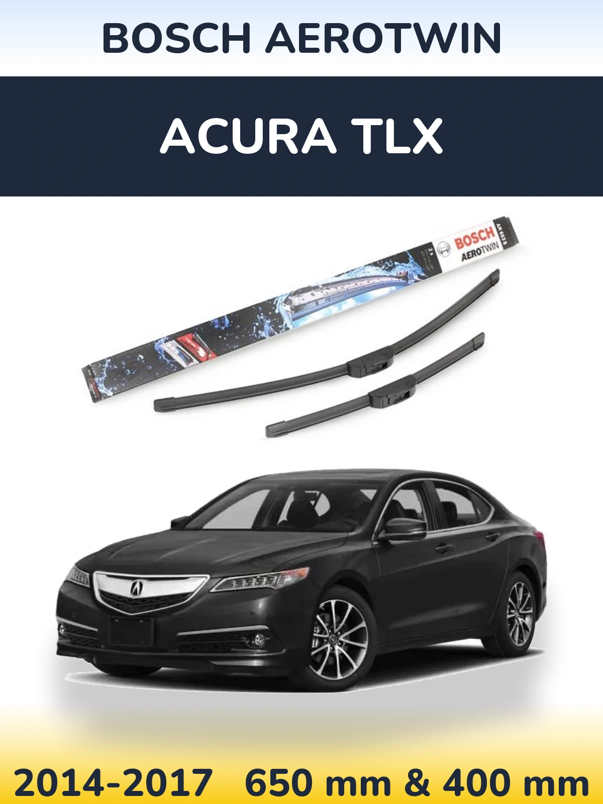 Komplet przednich wycieraczek BOSCH AeroTwin 650 & 400 mm do Acura TLX 2014-2017