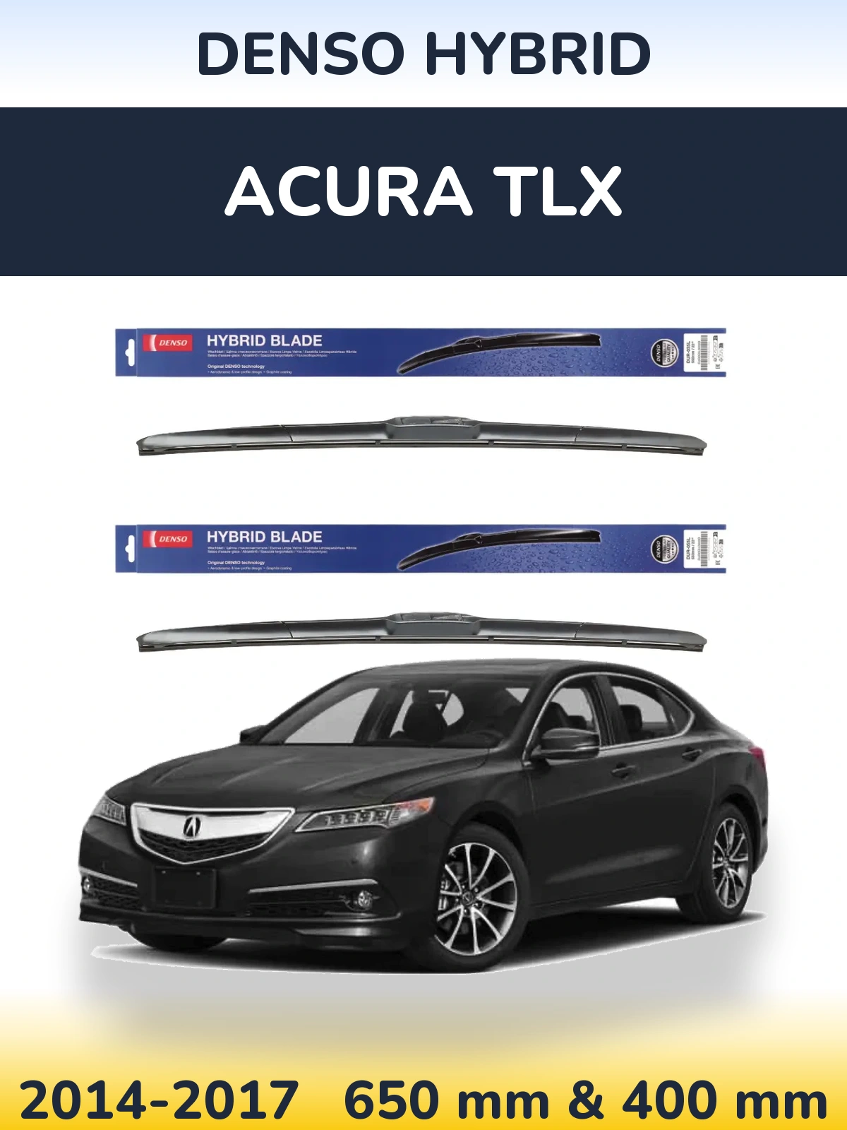 Komplet przednich wycieraczek Denso Hybrid 650 & 400 mm do Acura TLX 2014-2017