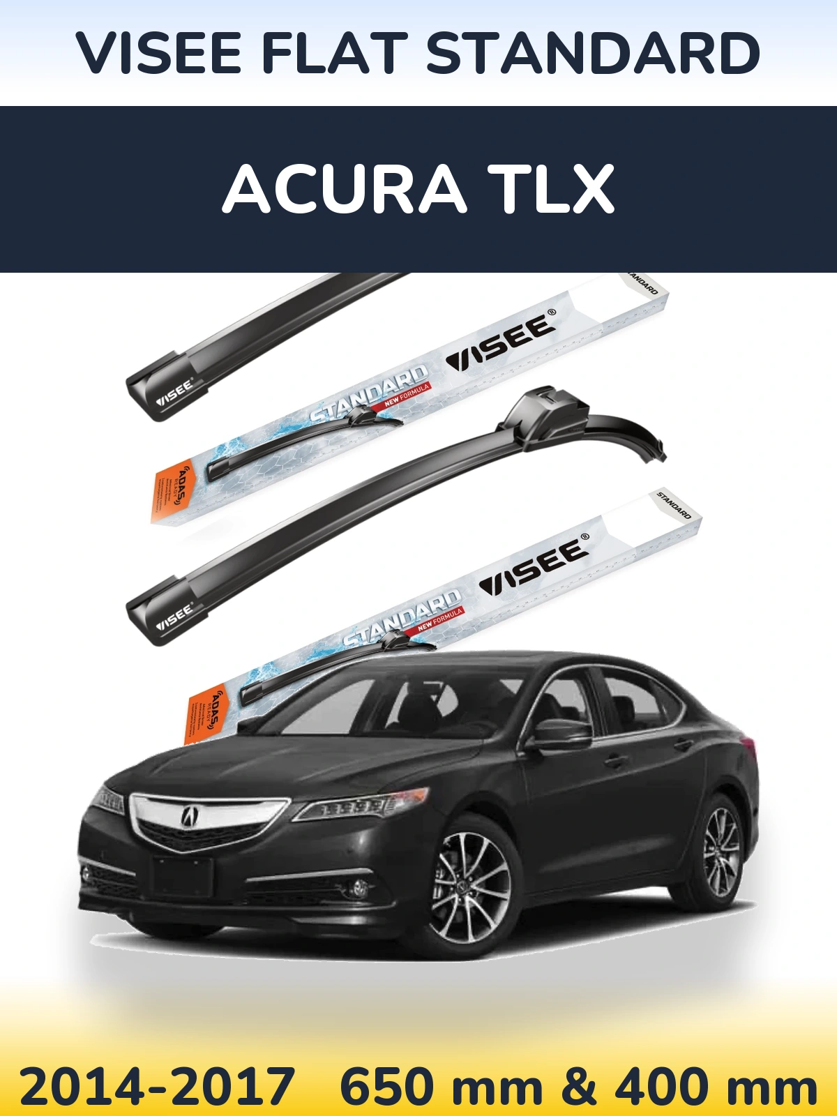 Komplet przednich wycieraczek VISEE FLAT STANDARD 650 & 400 mm do Acura TLX 2014-2017
