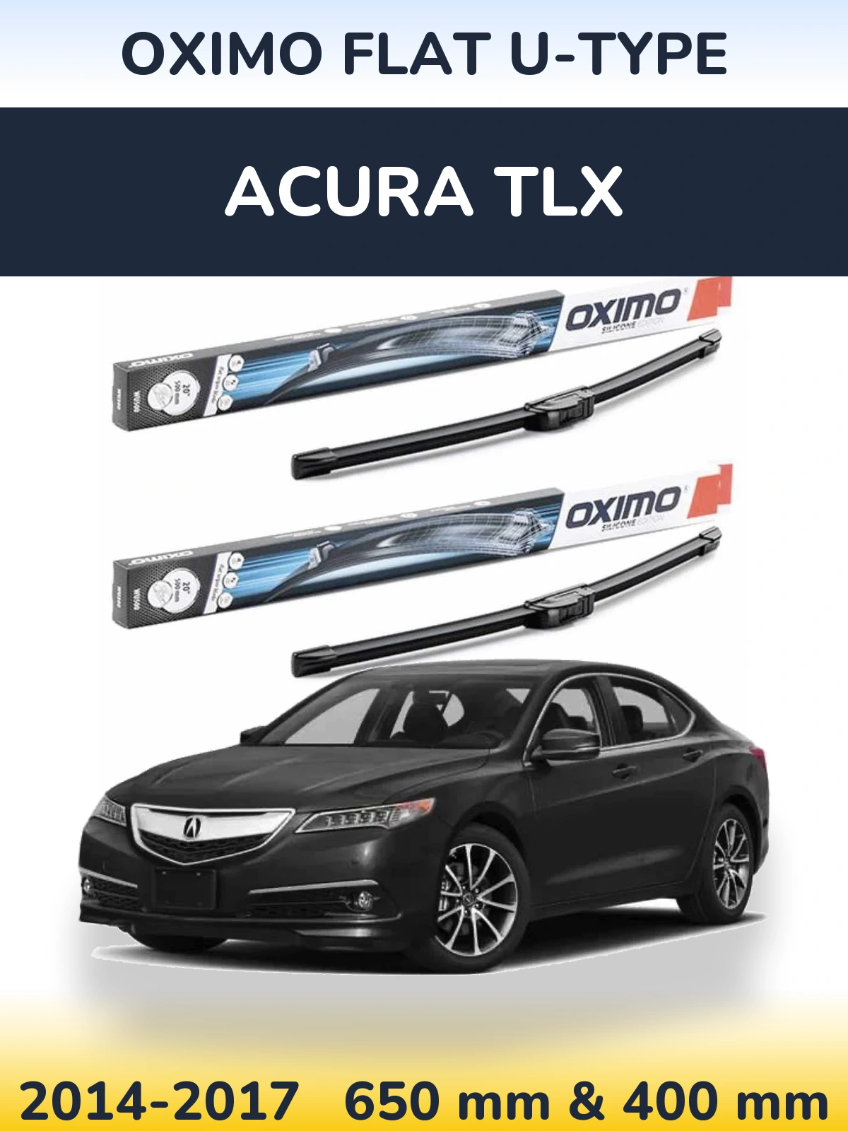 Komplet przednich wycieraczek Oximo Flat U-type 650 & 400 mm do Acura TLX 2014-2017