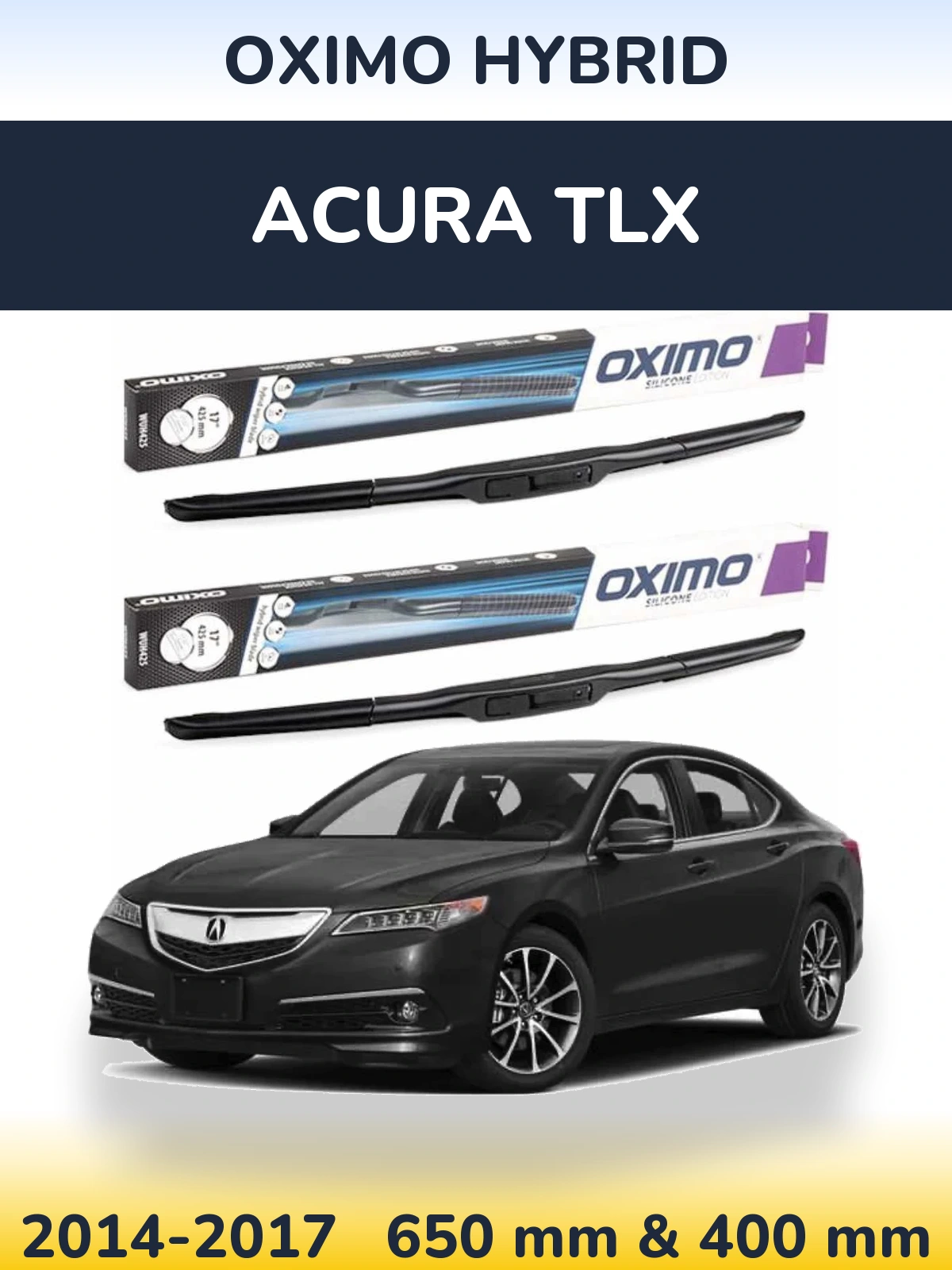 Komplet przednich wycieraczek Oximo Hybrid 650 & 400 mm do Acura TLX 2014-2017
