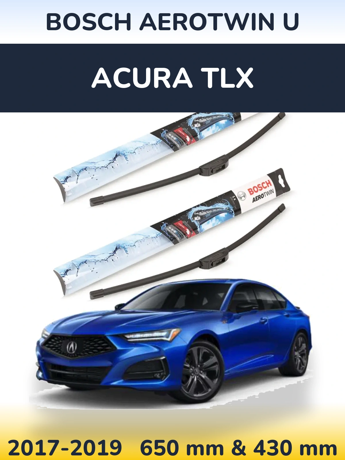 Komplet przednich wycieraczek BOSCH AeroTwin U 650 & 430 mm do Acura TLX 2017-2019