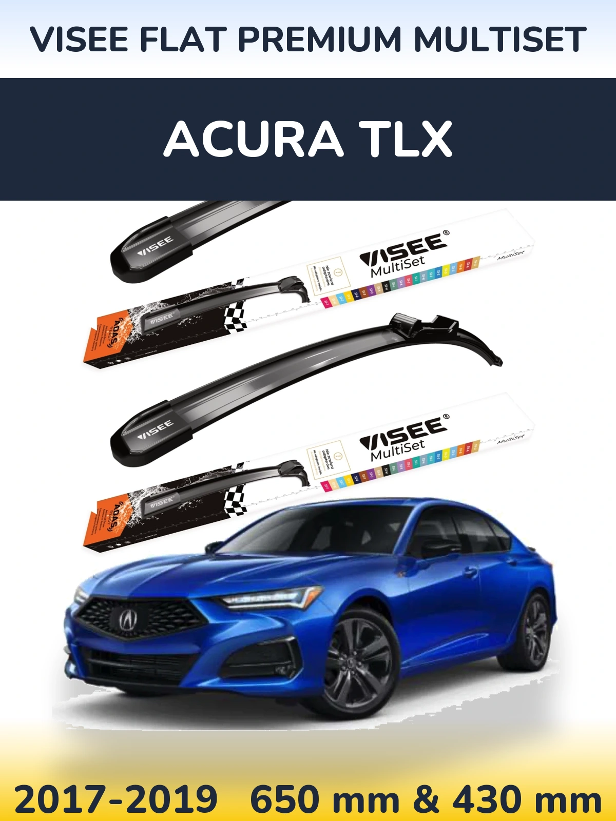 Komplet przednich wycieraczek VISEE FLAT PREMIUM MultiSet 650 & 430 mm do Acura TLX 2017-2019