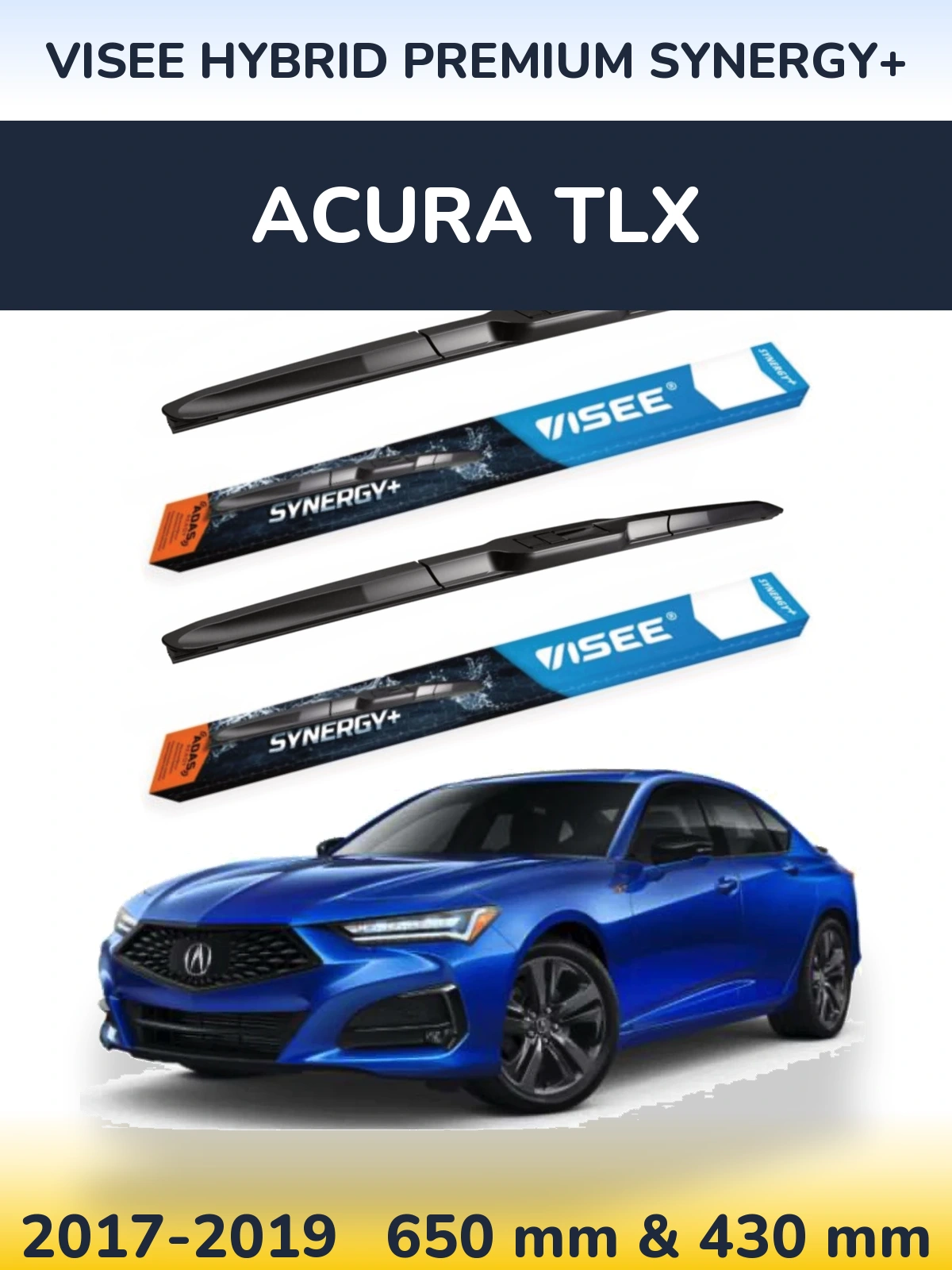 Комплект передних дворников VISEE HYBRID PREMIUM SYNERGY+ 650 & 430 мм для Acura TLX 2017-2019