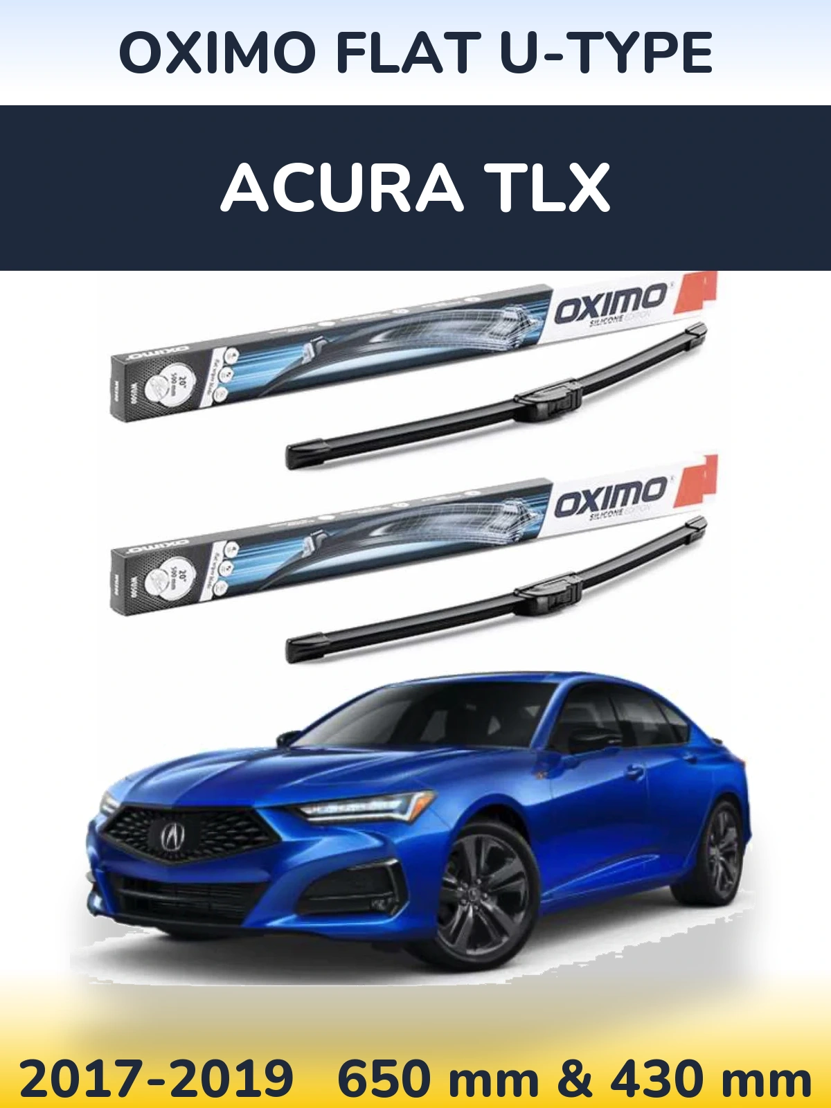Komplet przednich wycieraczek Oximo Flat U-type 650 & 430 mm do Acura TLX 2017-2019