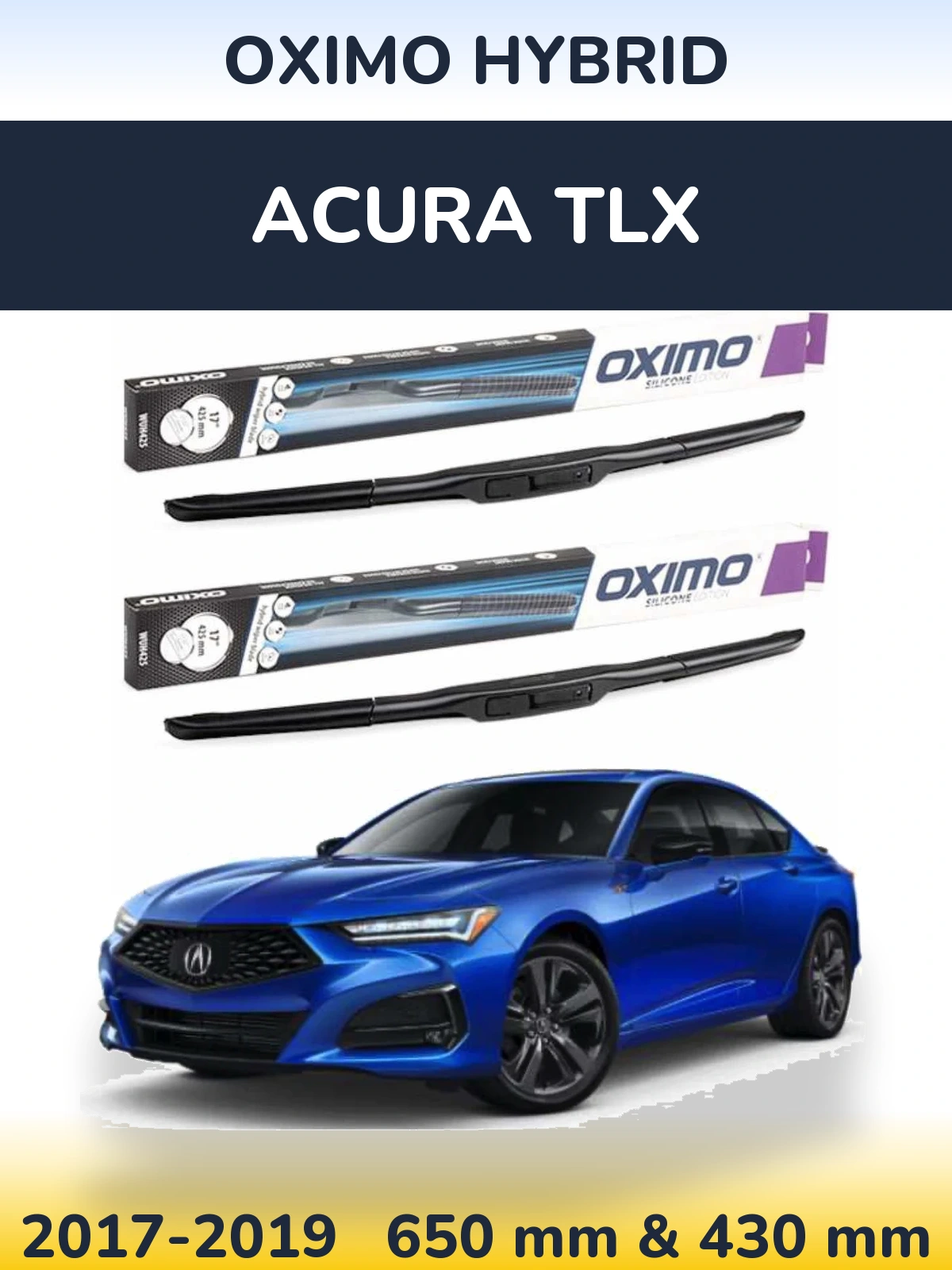 Komplet przednich wycieraczek Oximo Hybrid 650 & 430 mm do Acura TLX 2017-2019