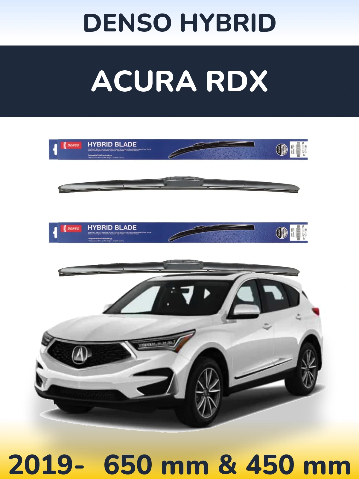 Komplet przednich wycieraczek Denso Hybrid 650 & 450 mm do Acura RDX 2019-2026
