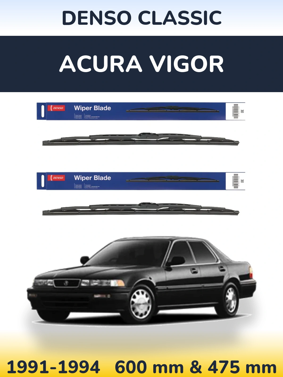 Komplet przednich wycieraczek Denso Classic 600 & 475 mm do Acura Vigor 1991-1994