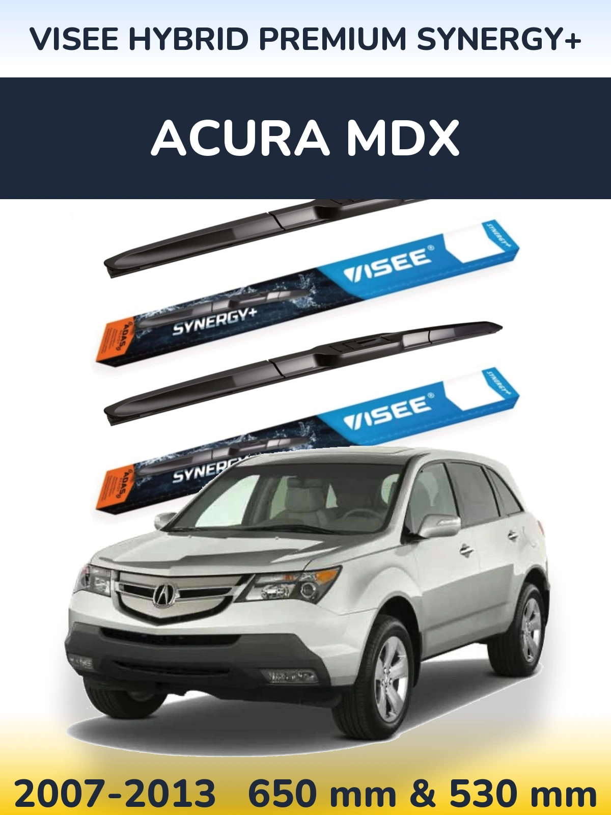 Комплект передних дворников VISEE HYBRID PREMIUM SYNERGY+ 650 & 530 мм для Acura MDX 2007-2013