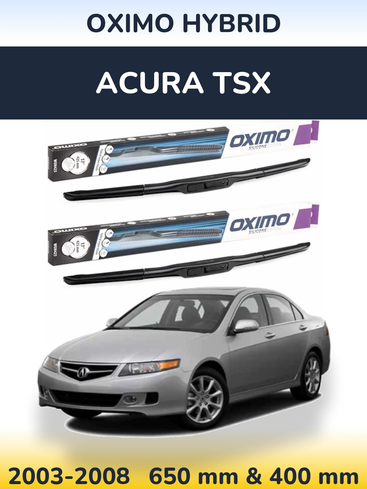 Комплект передних дворников Oximo Hybrid 650 & 400 мм для Acura TSX 2003-2008