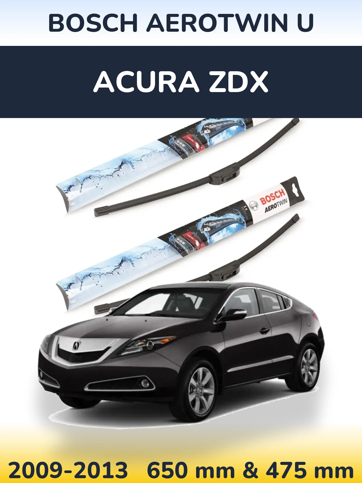 Комплект передних дворников BOSCH AeroTwin U 650 & 475 мм для Acura ZDX 2009-2013
