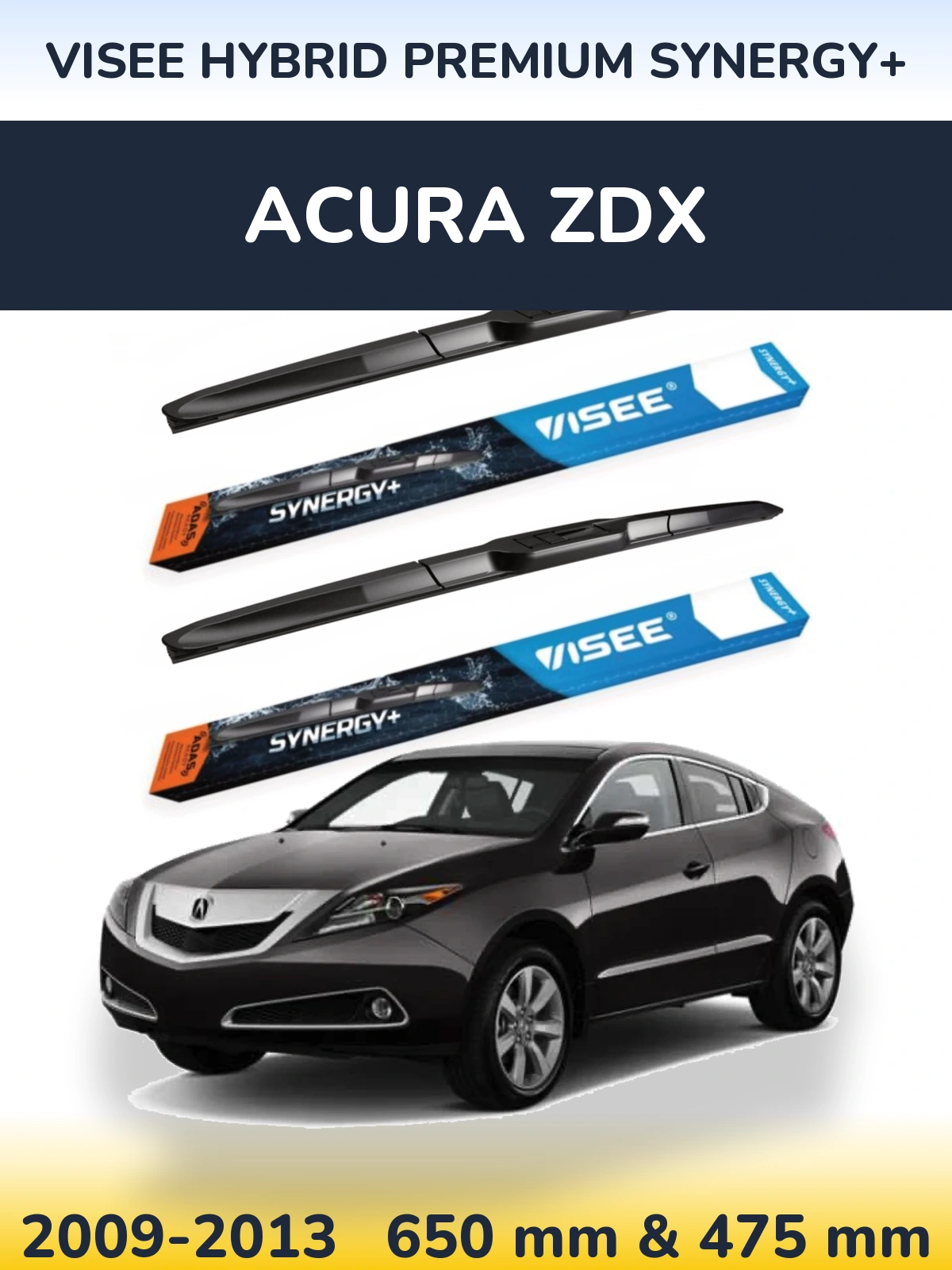 Комплект передних дворников VISEE HYBRID PREMIUM SYNERGY+ 650 & 475 мм для Acura ZDX 2009-2013