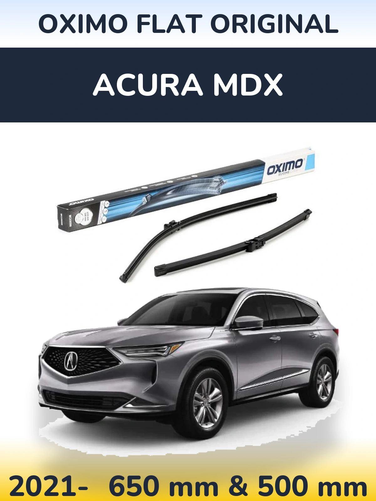 Комплект передних дворников Oximo Flat Original 650 & 500 мм для Acura MDX 2021-2026