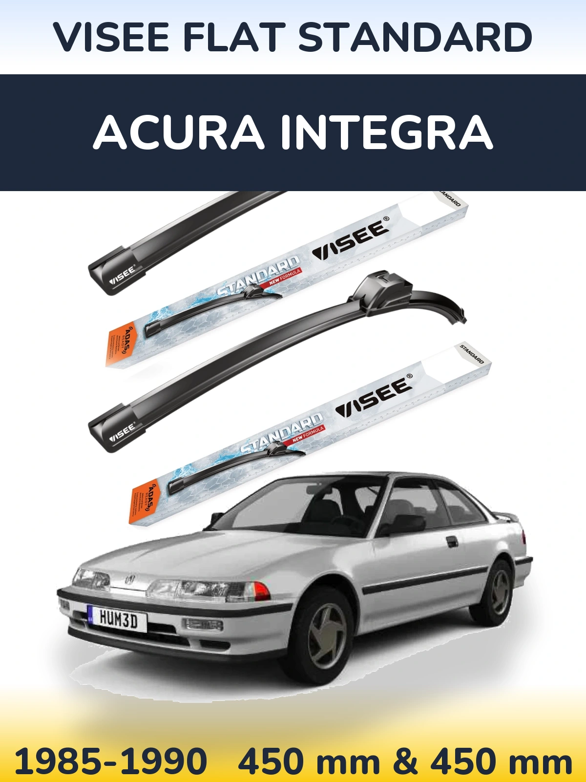 Комплект передніх щіток VISEE FLAT STANDARD 450 & 450 мм для Acura Integra 1985-1990