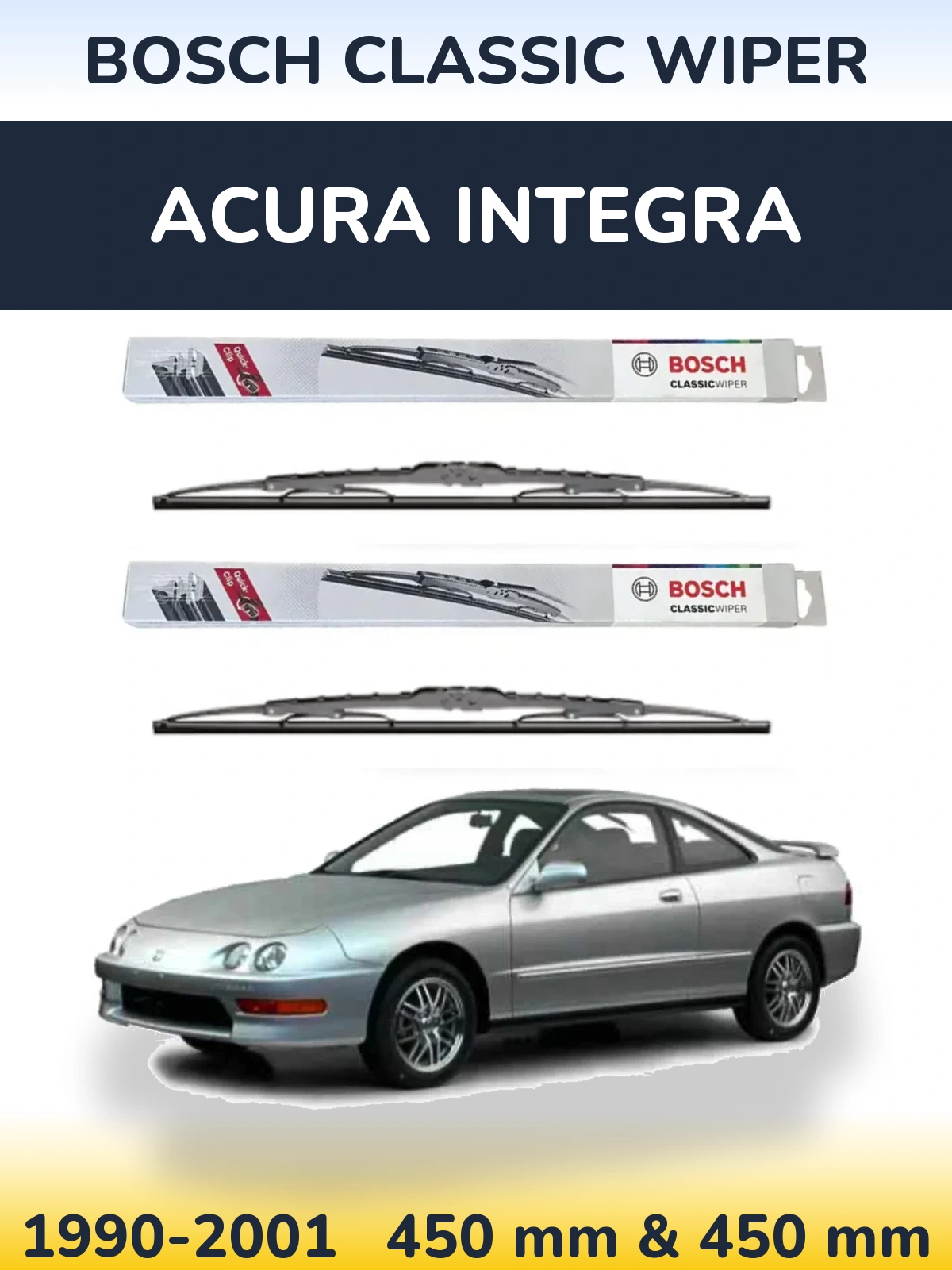 Komplet przednich wycieraczek BOSCH Classic Wiper 450 & 450 mm do Acura Integra 1990-2001