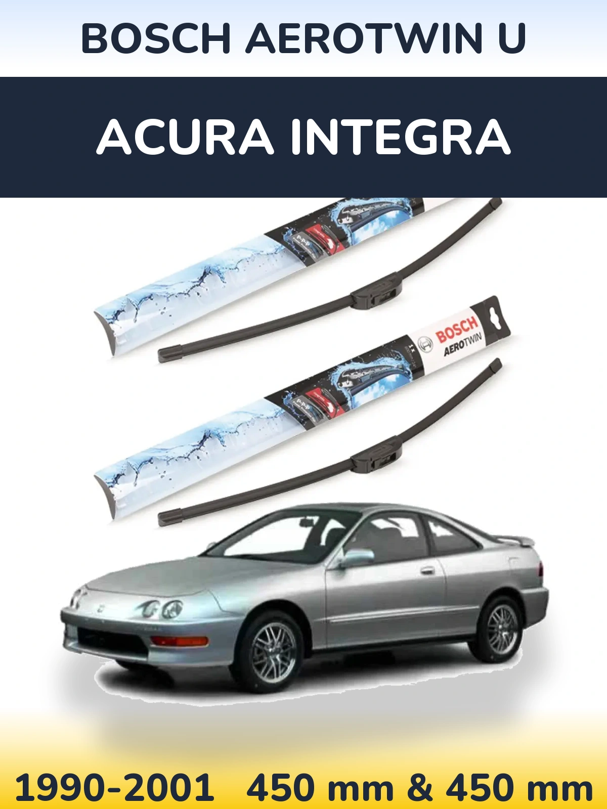 Komplet przednich wycieraczek BOSCH AeroTwin U 450 & 450 mm do Acura Integra 1990-2001