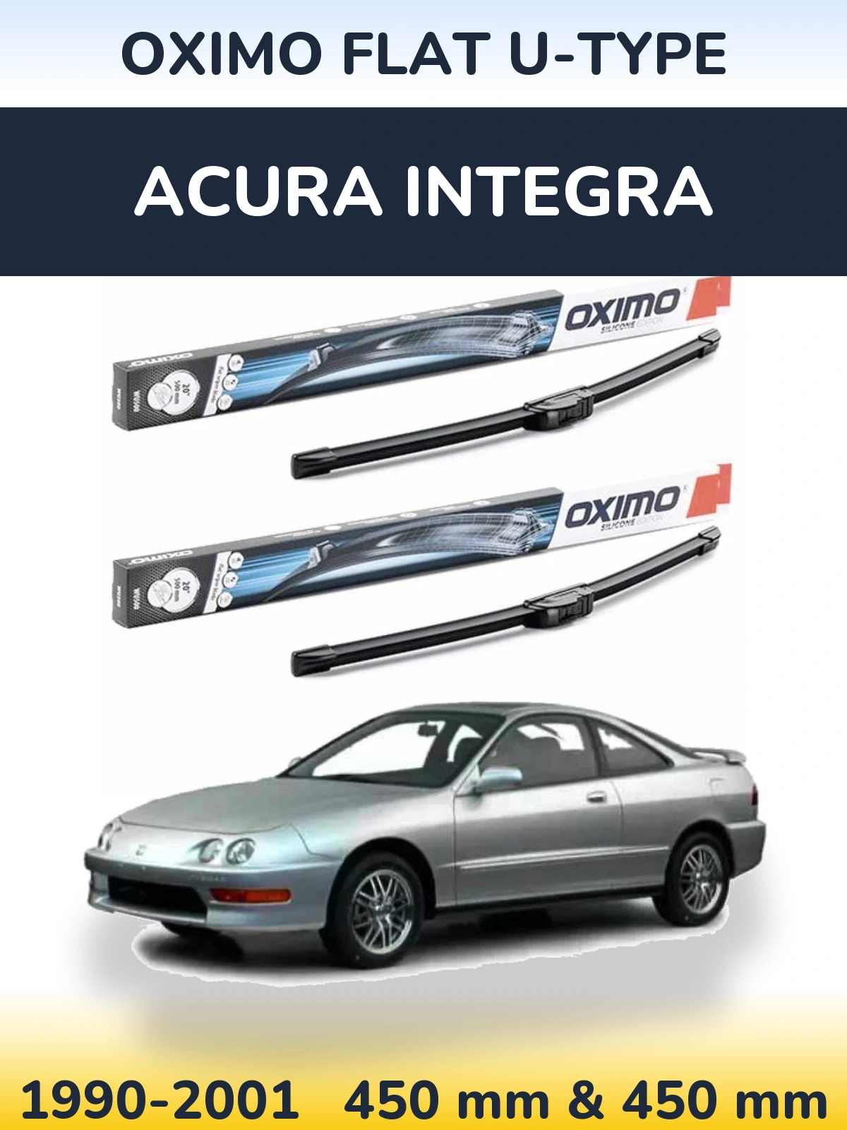 Komplet przednich wycieraczek Oximo Flat U-type 450 & 450 mm do Acura Integra 1990-2001