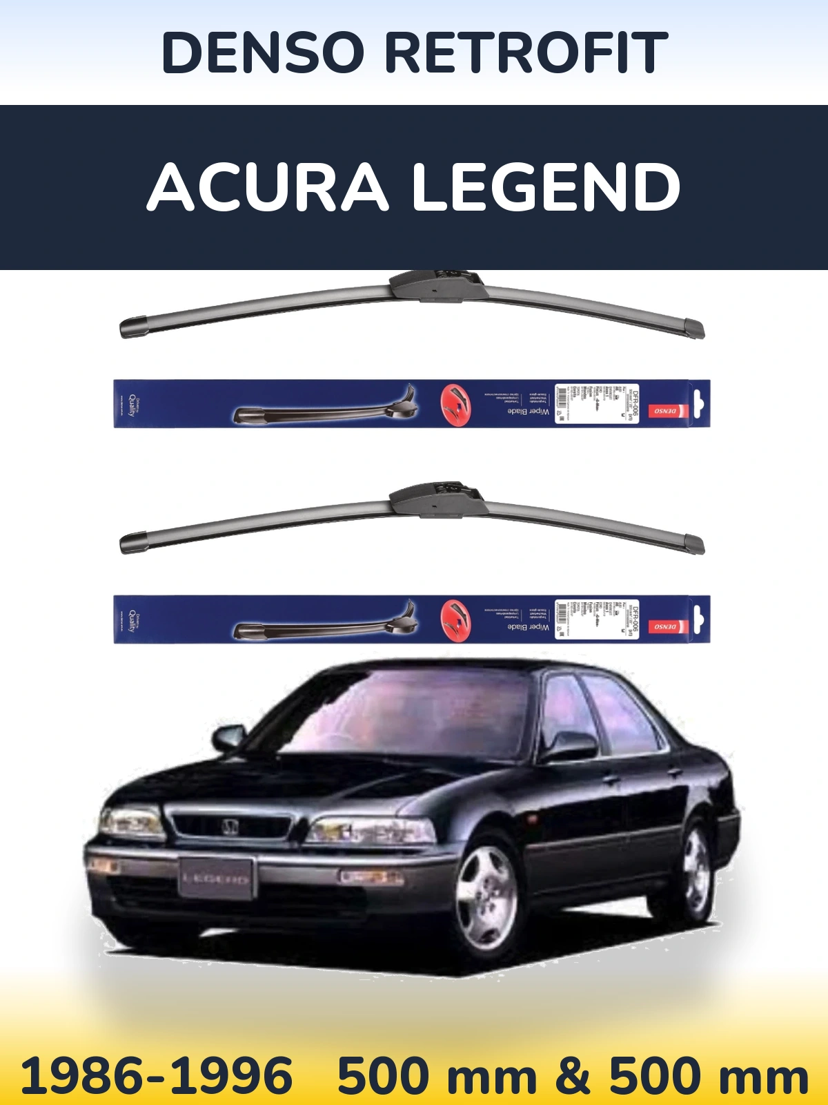 Komplet przednich wycieraczek Denso Retrofit 500 & 500 mm do Acura Legend 1986-1996
