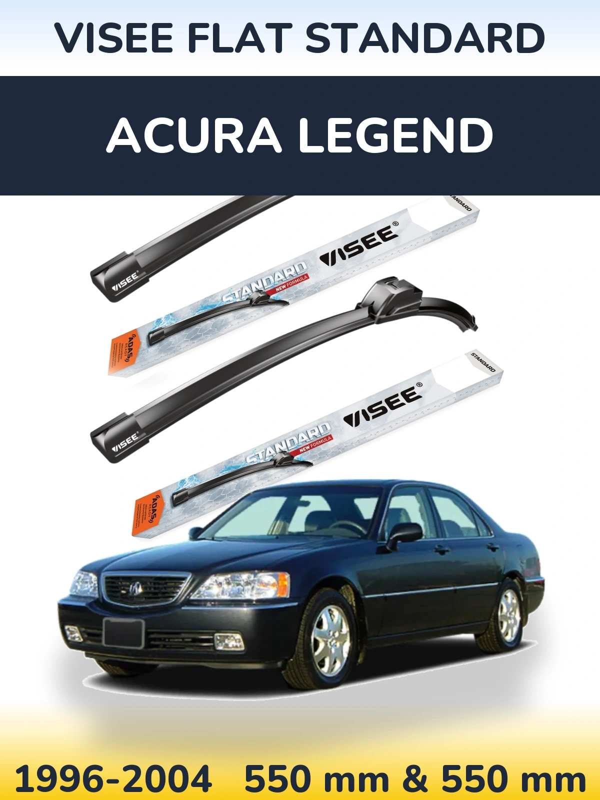 Komplet przednich wycieraczek VISEE FLAT STANDARD 550 & 550 mm do Acura Legend 1996-2004