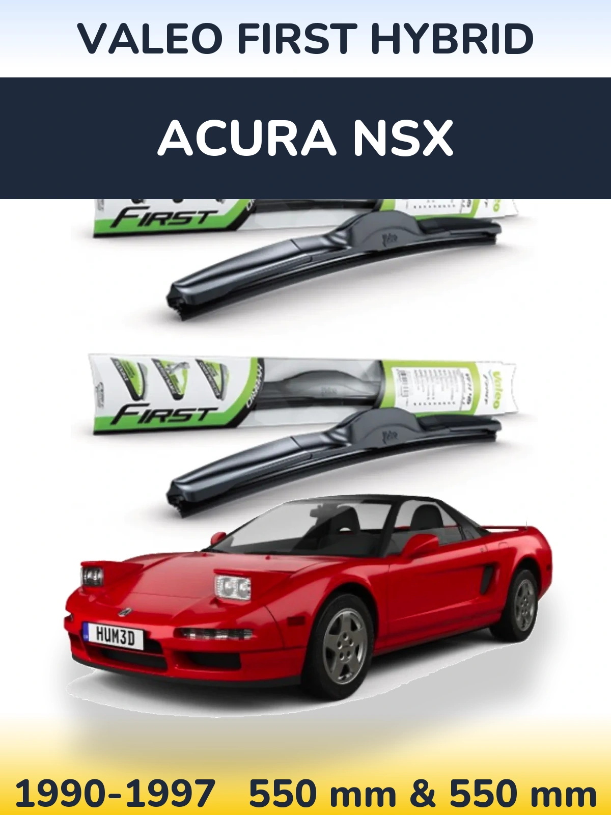 Комплект передних дворников Valeo First Hybrid 550 & 550 мм для Acura NSX 1990-1997