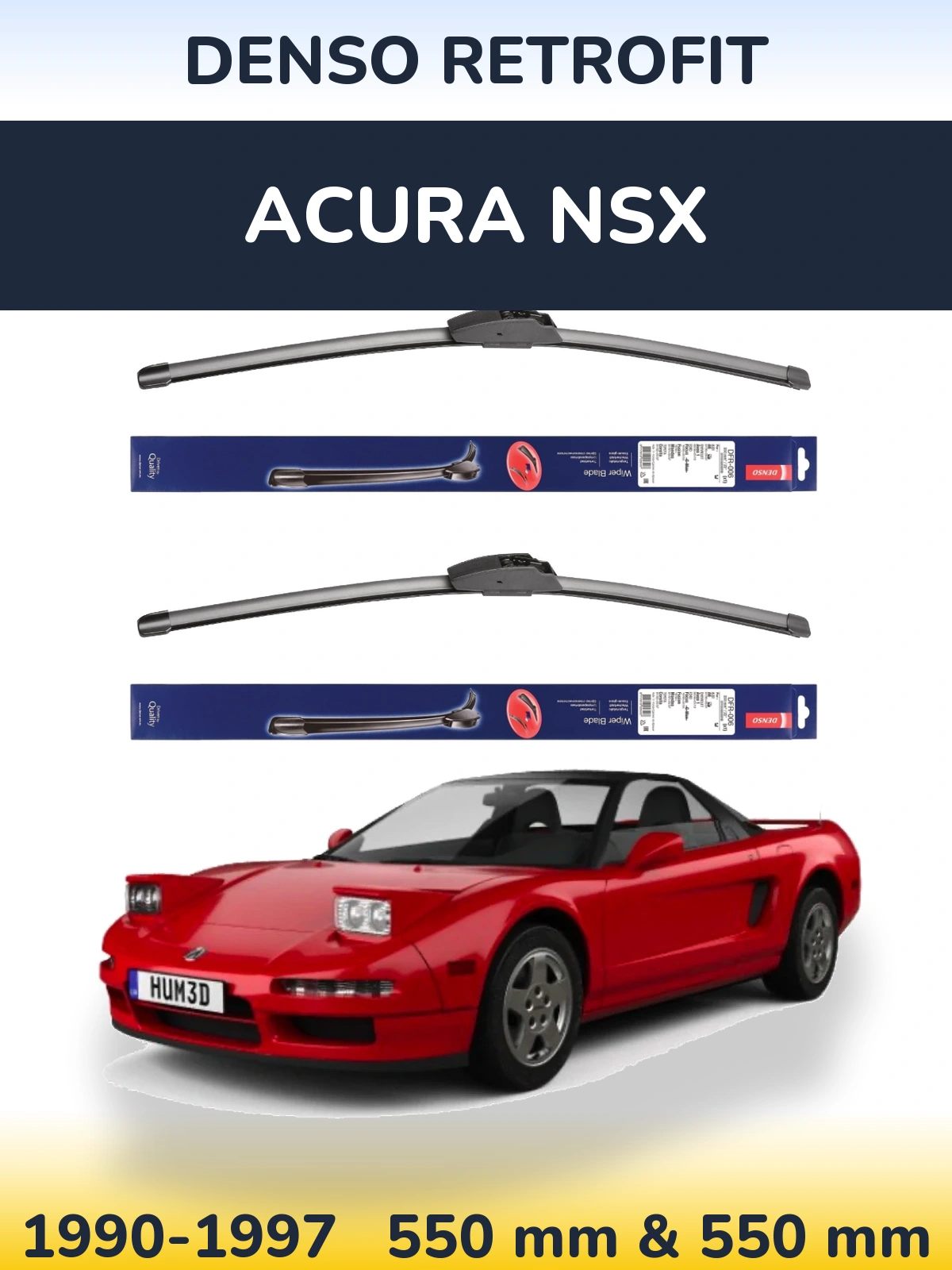 Комплект передних дворников Denso Retrofit 550 & 550 мм для Acura NSX 1990-1997