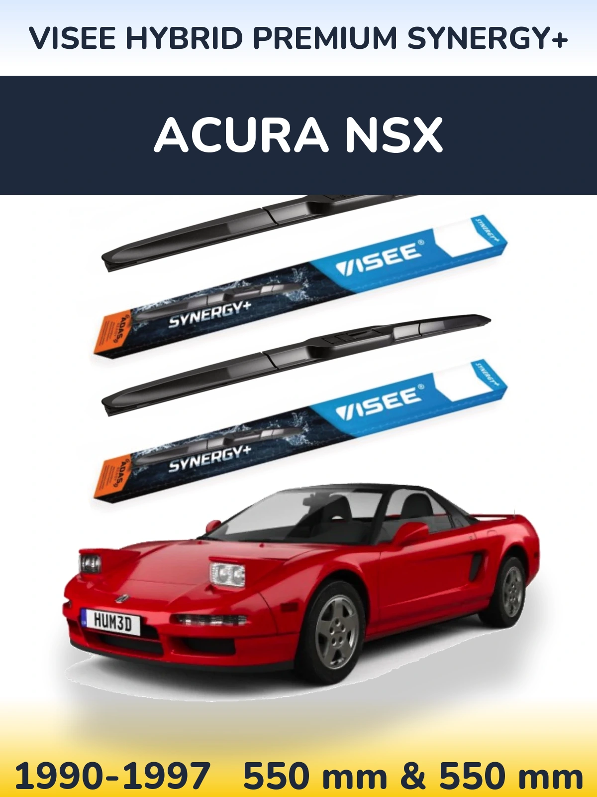 Komplet przednich wycieraczek VISEE HYBRID PREMIUM SYNERGY+ 550 & 550 mm do Acura NSX 1990-1997