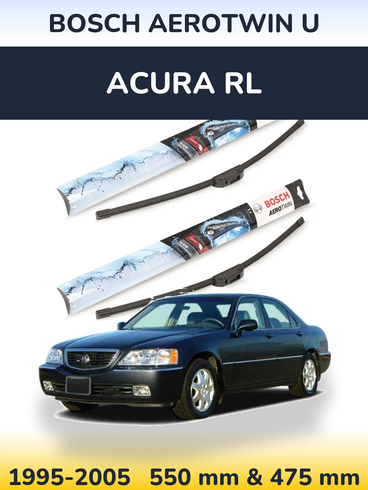 Komplet przednich wycieraczek BOSCH AeroTwin U 550 & 475 mm do Acura RL 1995-2005