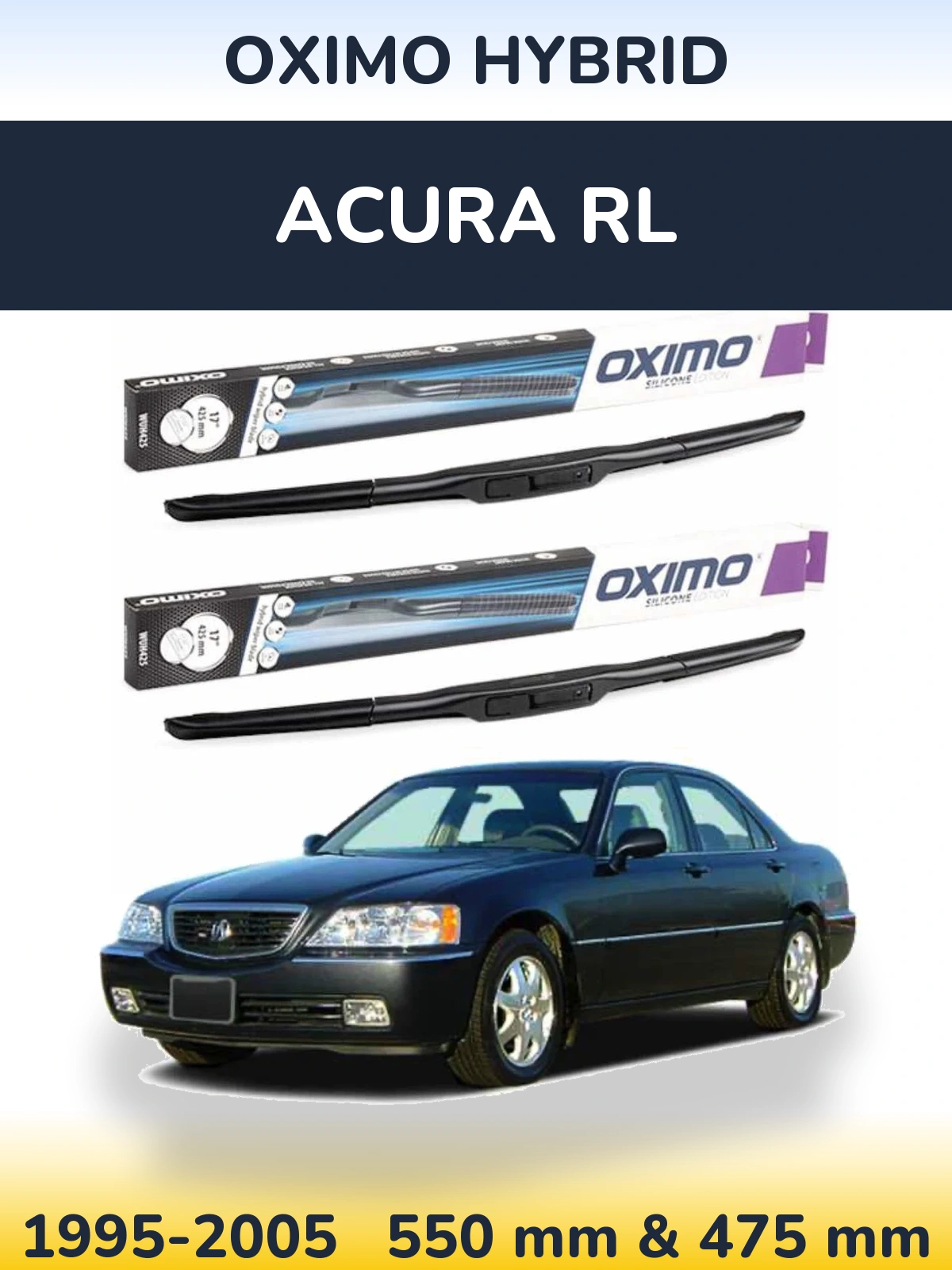 Komplet przednich wycieraczek Oximo Hybrid 550 & 475 mm do Acura RL 1995-2005
