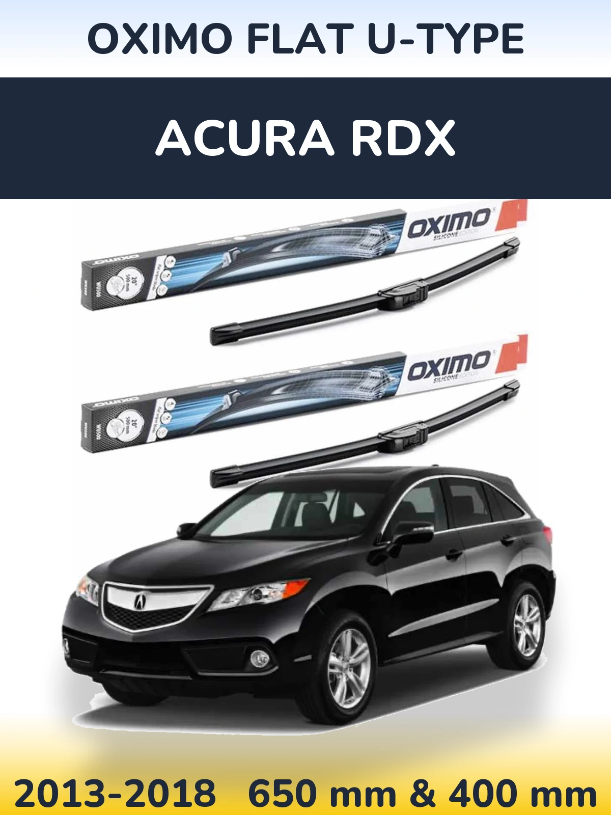 Komplet przednich wycieraczek Oximo Flat U-type 650 & 400 mm do Acura RDX 2013-2018