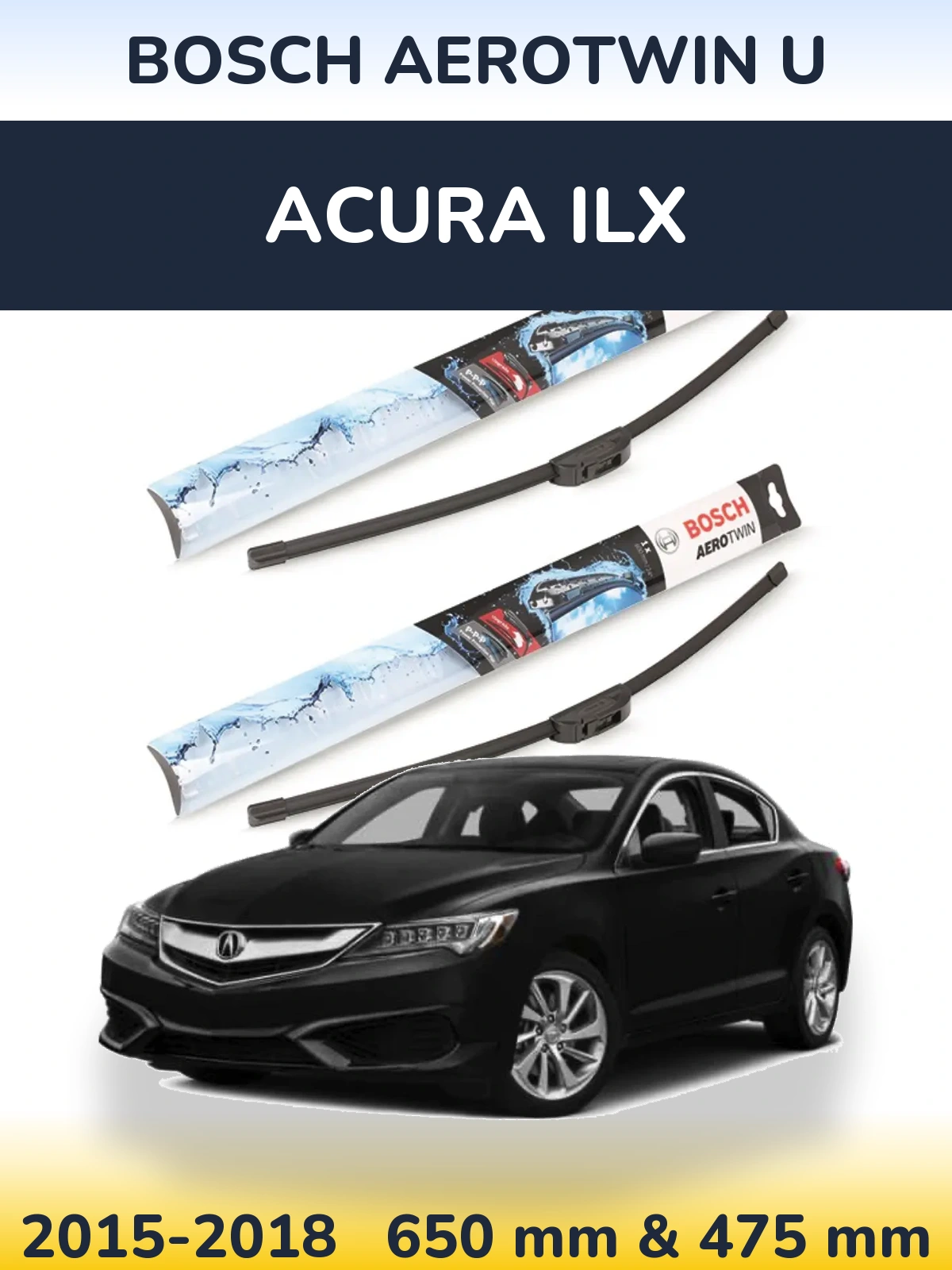 Комплект передних дворников BOSCH AeroTwin U 650 & 475 мм для Acura ILX 2015-2018