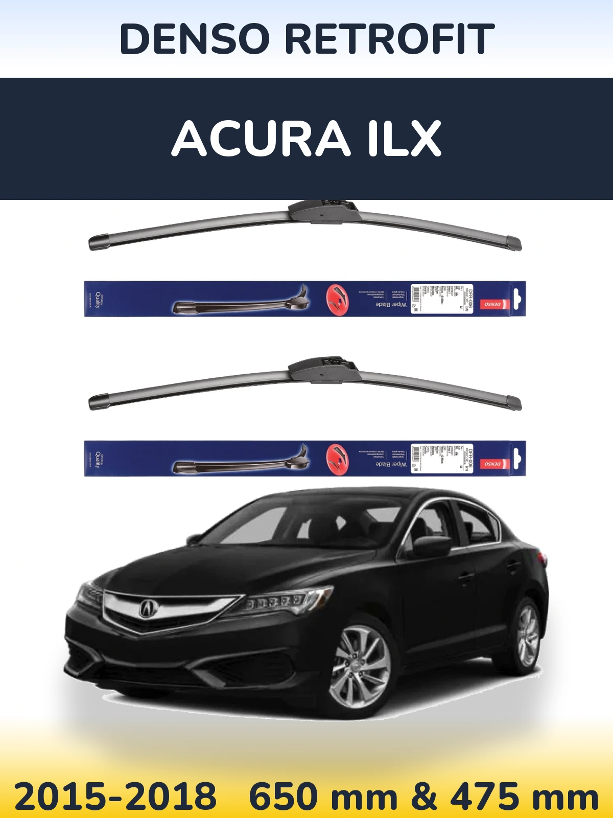 Комплект передних дворников Denso Retrofit 650 & 475 мм для Acura ILX 2015-2018