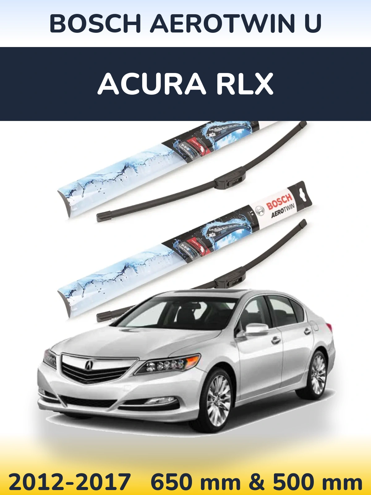 Комплект передних дворников BOSCH AeroTwin U 650 & 500 мм для Acura RLX 2012-2017