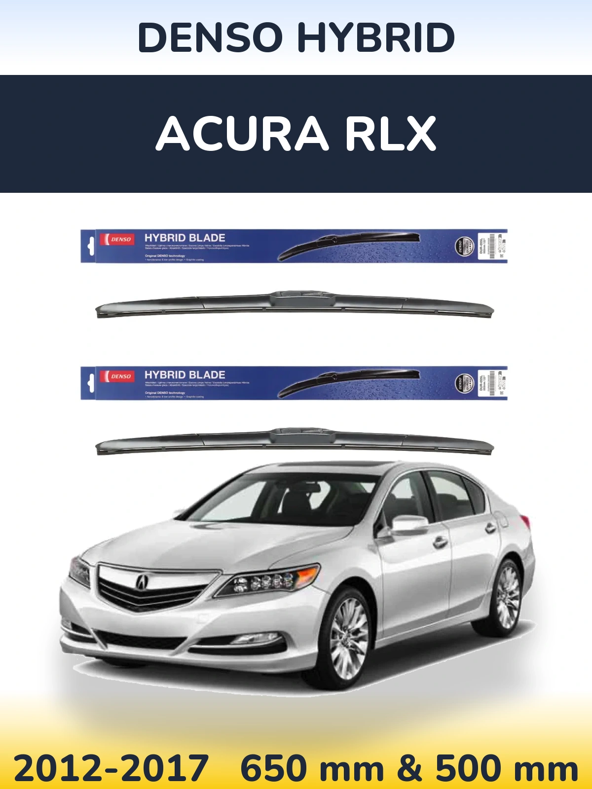 Комплект передних дворников Denso Hybrid 650 & 500 мм для Acura RLX 2012-2017