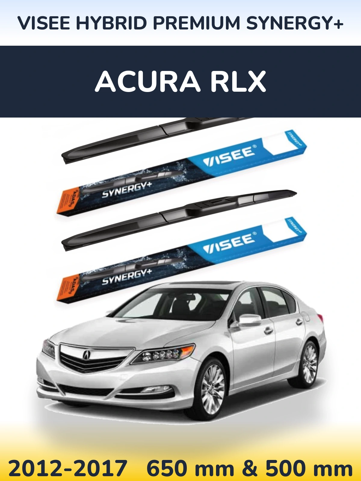 Комплект передних дворников VISEE HYBRID PREMIUM SYNERGY+ 650 & 500 мм для Acura RLX 2012-2017
