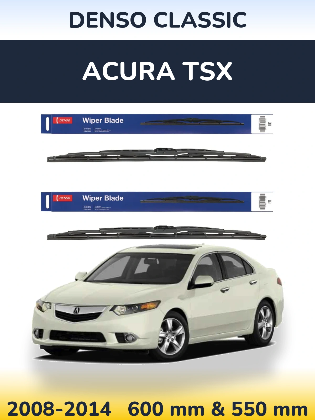 Комплект передних дворников Denso Classic 600 & 550 мм для Acura TSX 2008-2014